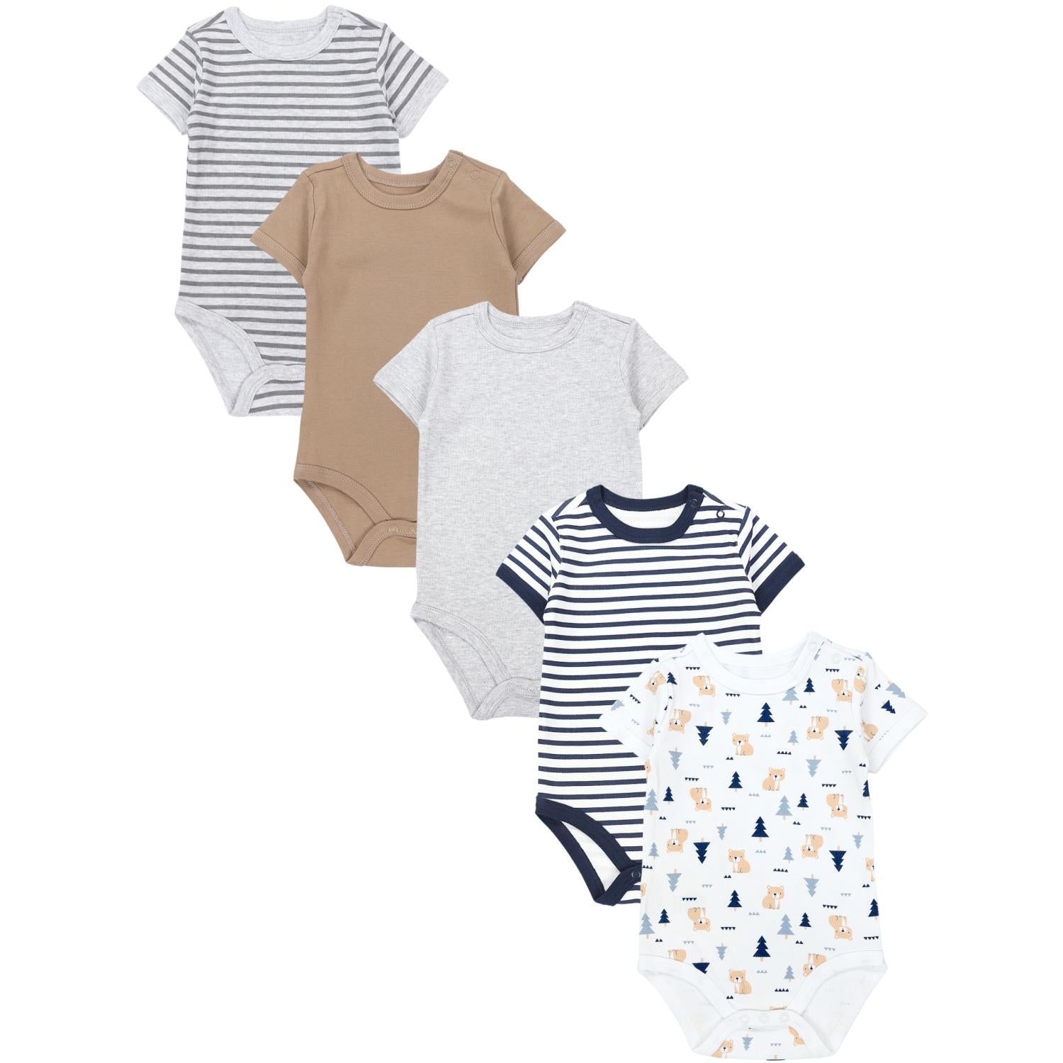 Kurzarm- Body mit Aufdruck -5er Set