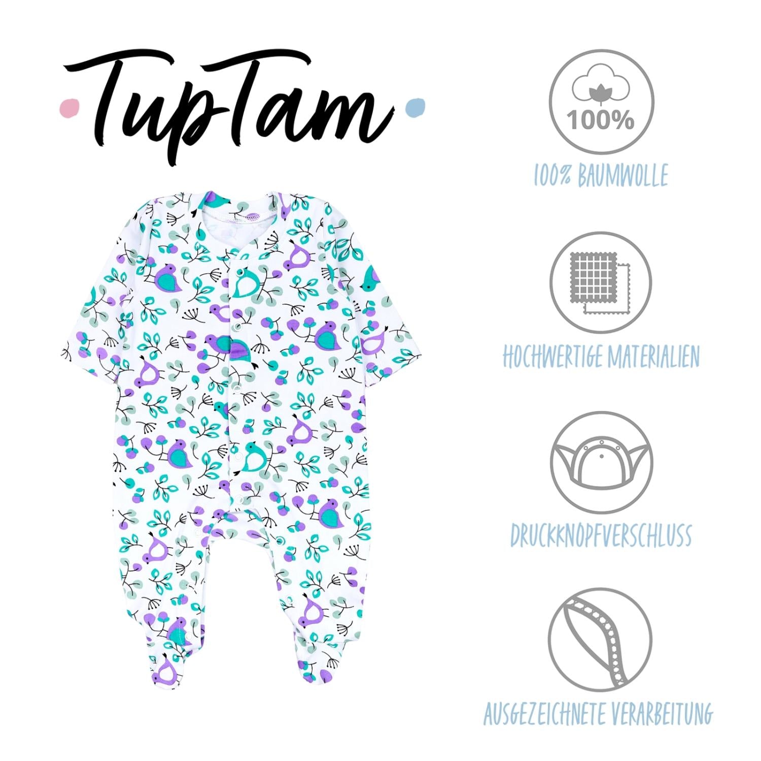 Schlafstrampler mit Fuß - 3er Set