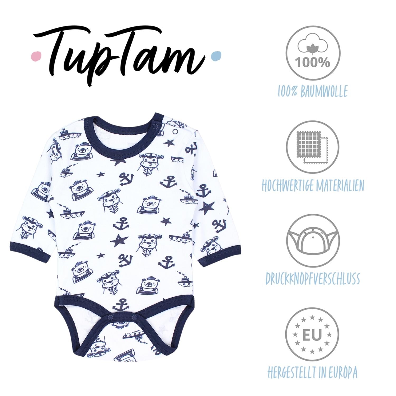 Baby Langarm mit Aufdruck - 5er Set