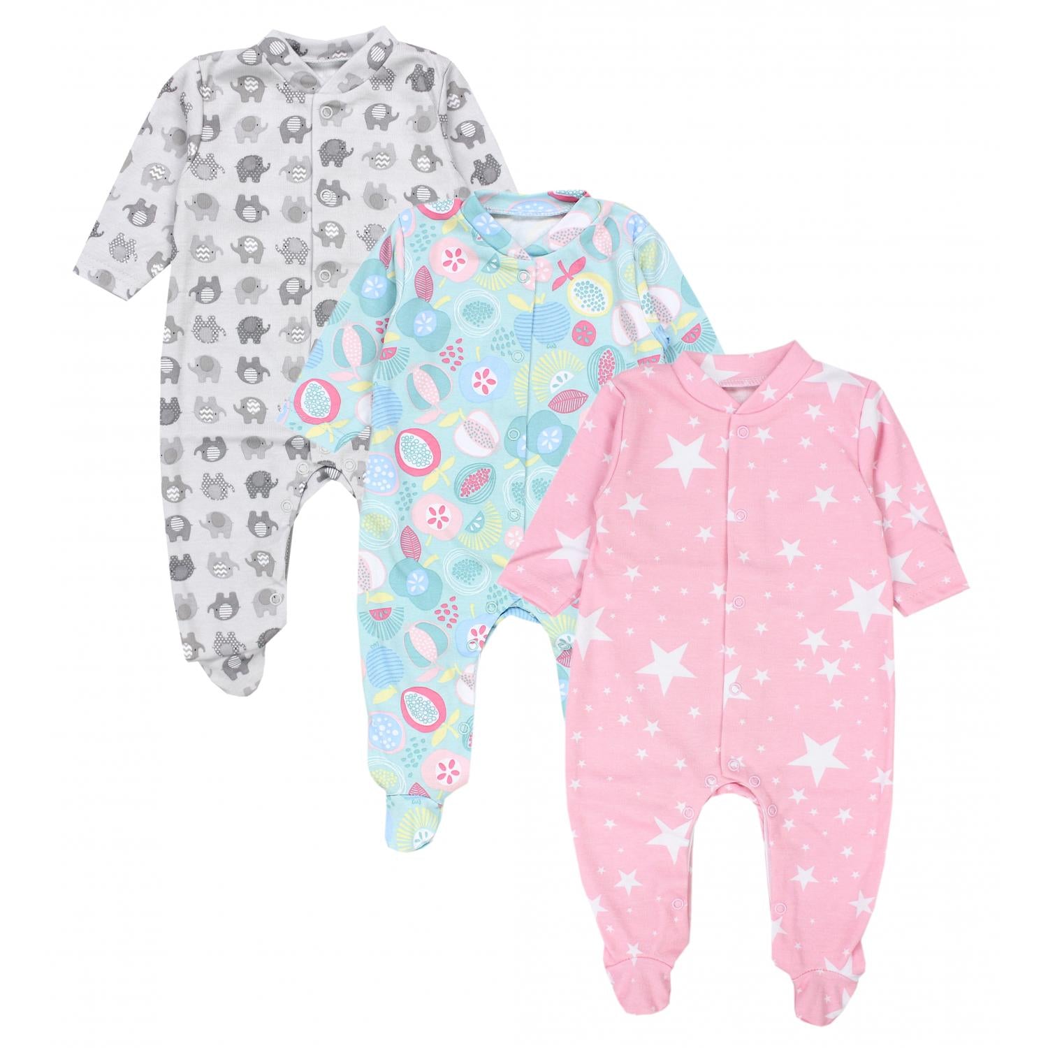 Baby Schlafstrampler mit Fuß - 3er Set