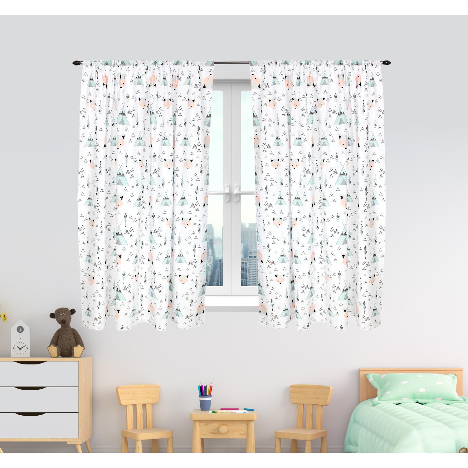 Kinderzimmer Vorhänge Set mit Zierband