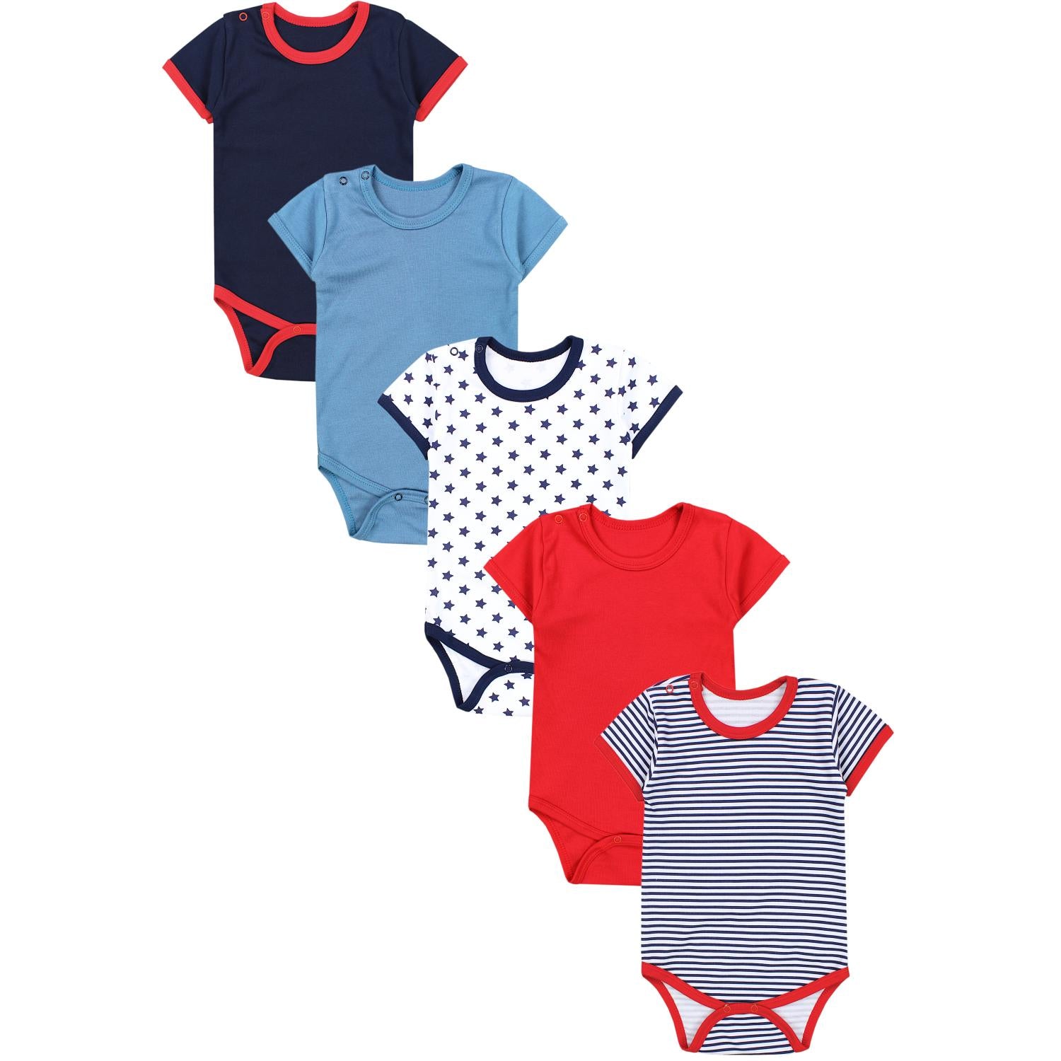 Baby Body Kurzarm Unifarben - 5er Set