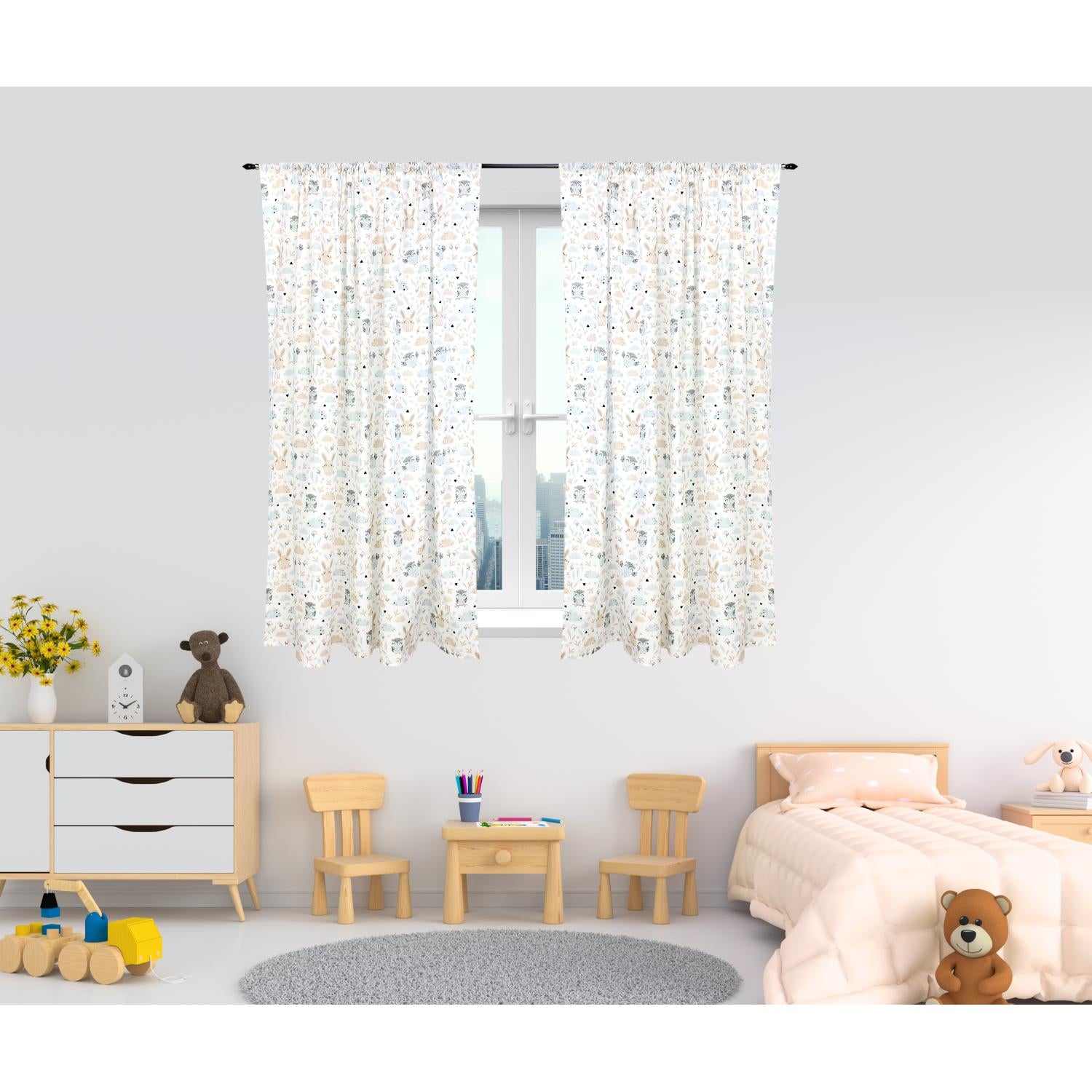 Kinderzimmer Vorhänge Set mit Zierband