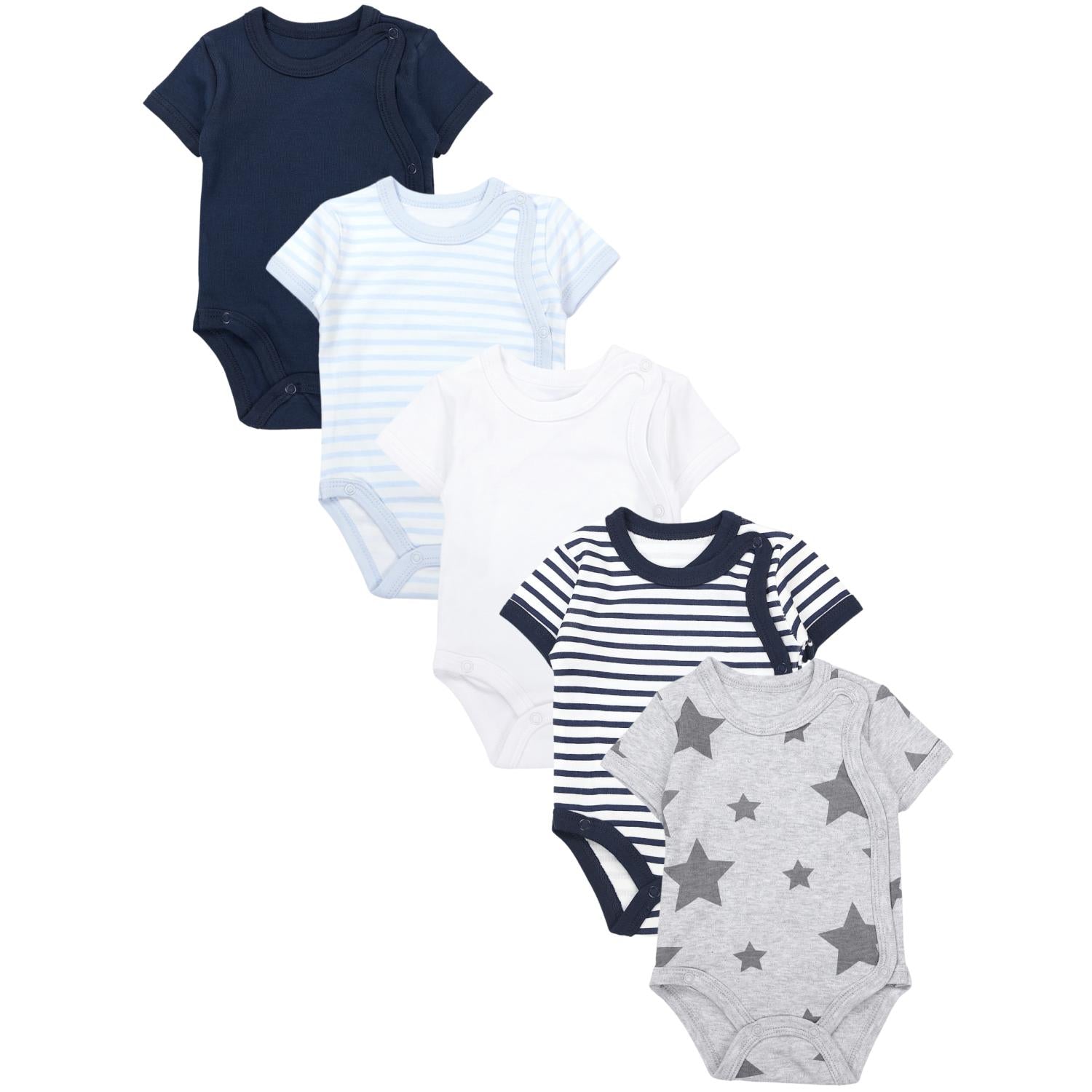 Baby Kurzarm Wickelbody mit Aufdruck - 5er Set