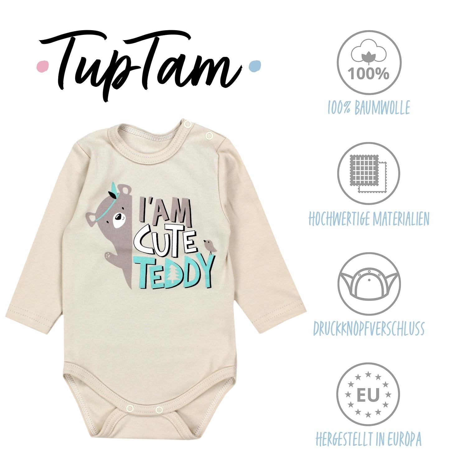 Langarm- Body mit Aufdruck - 5er Set