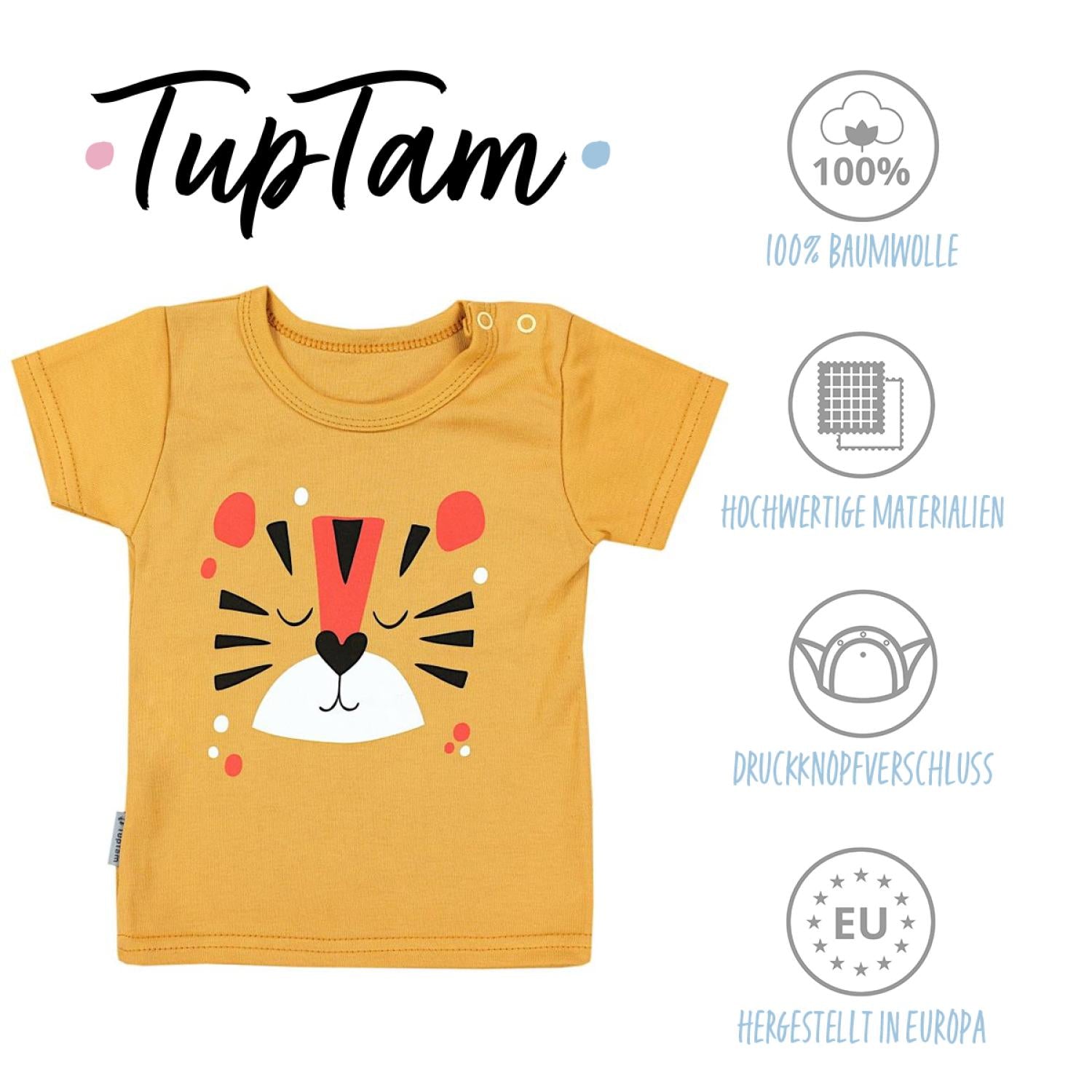 Kurzarm-Shirt mit Aufdruck - 5er Set