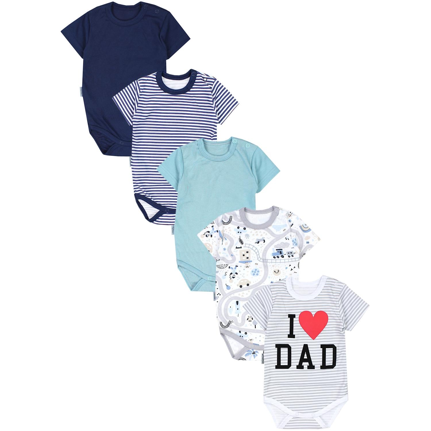 Baby Body Kurzarm mit Aufdruck -5er Set