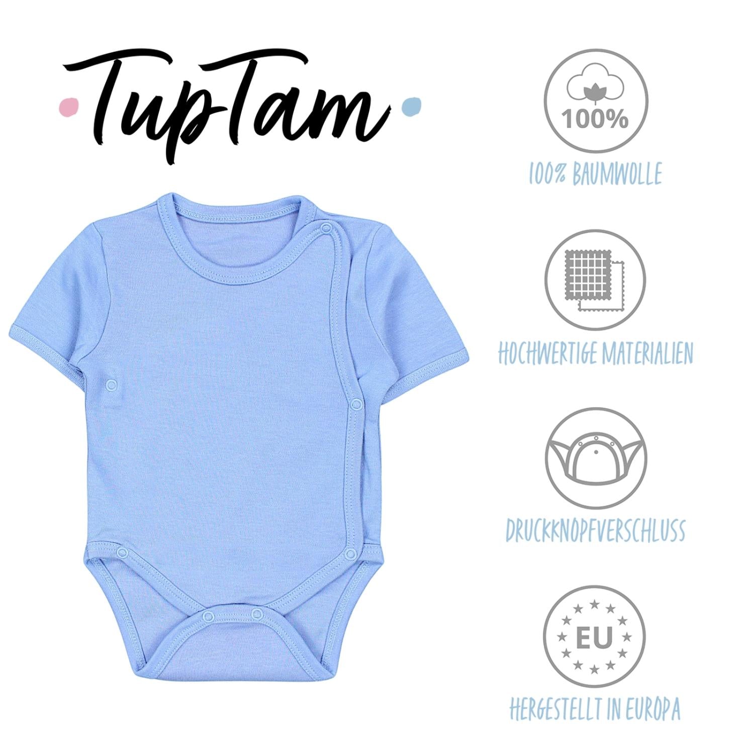 Baby Kurzarm Wickelbody mit Aufdruck - 5er Set