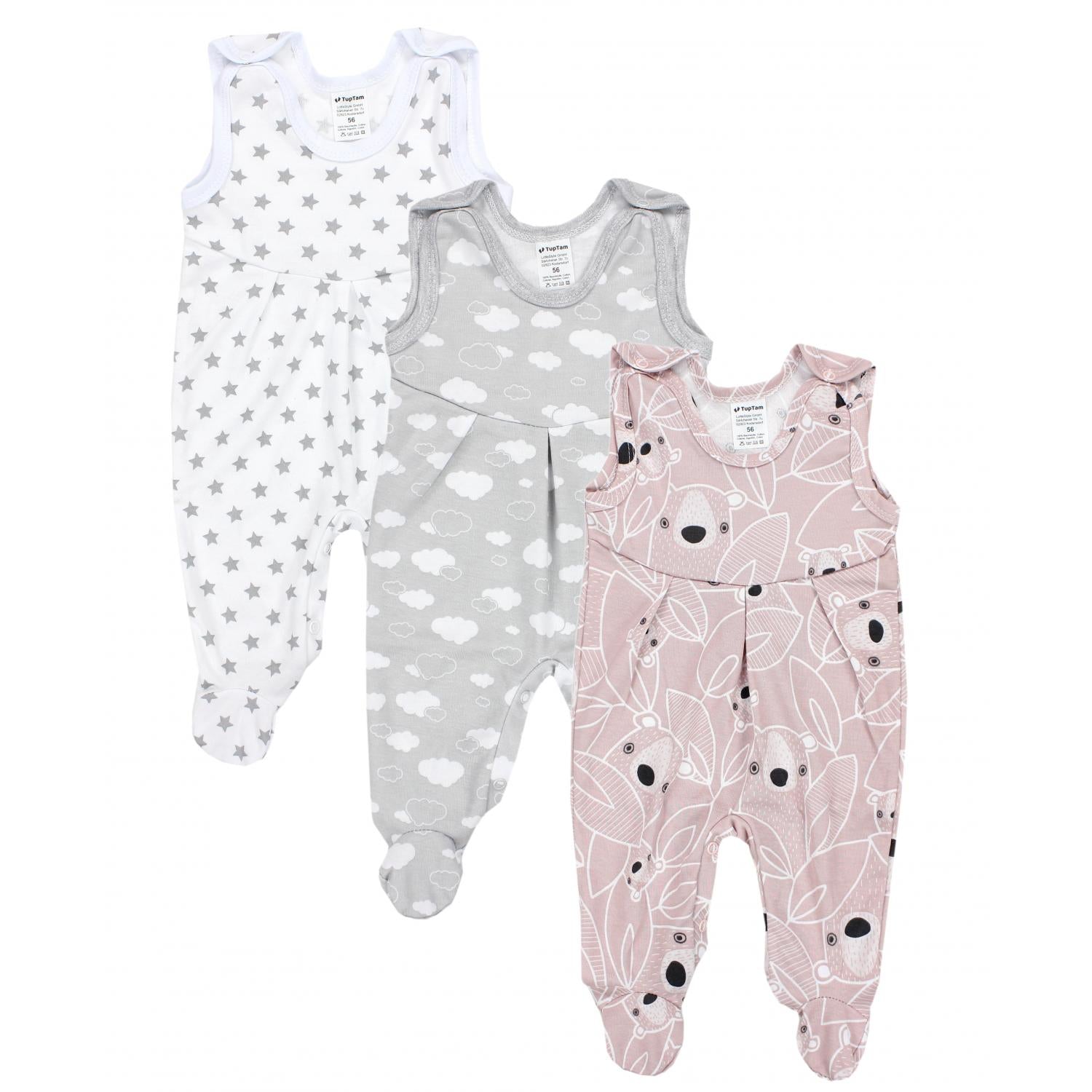 Strampler mit Fuß - 3er Set