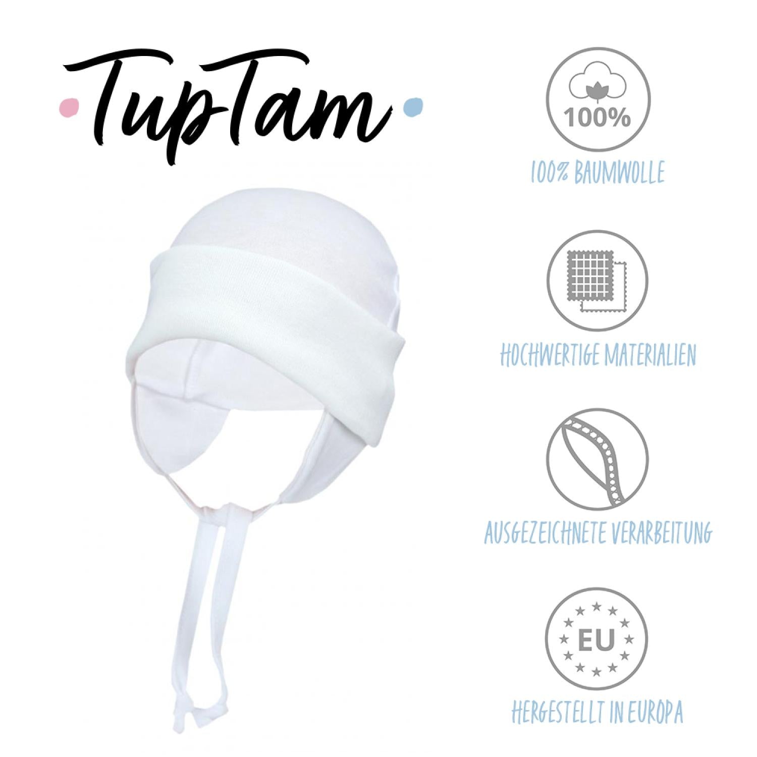 Erstlingsmütze mit Ohrenklappen - 2er Pack