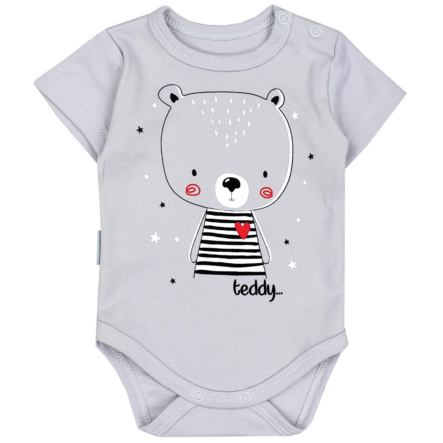 Kurzarm- Body mit Aufdruck -5er Set