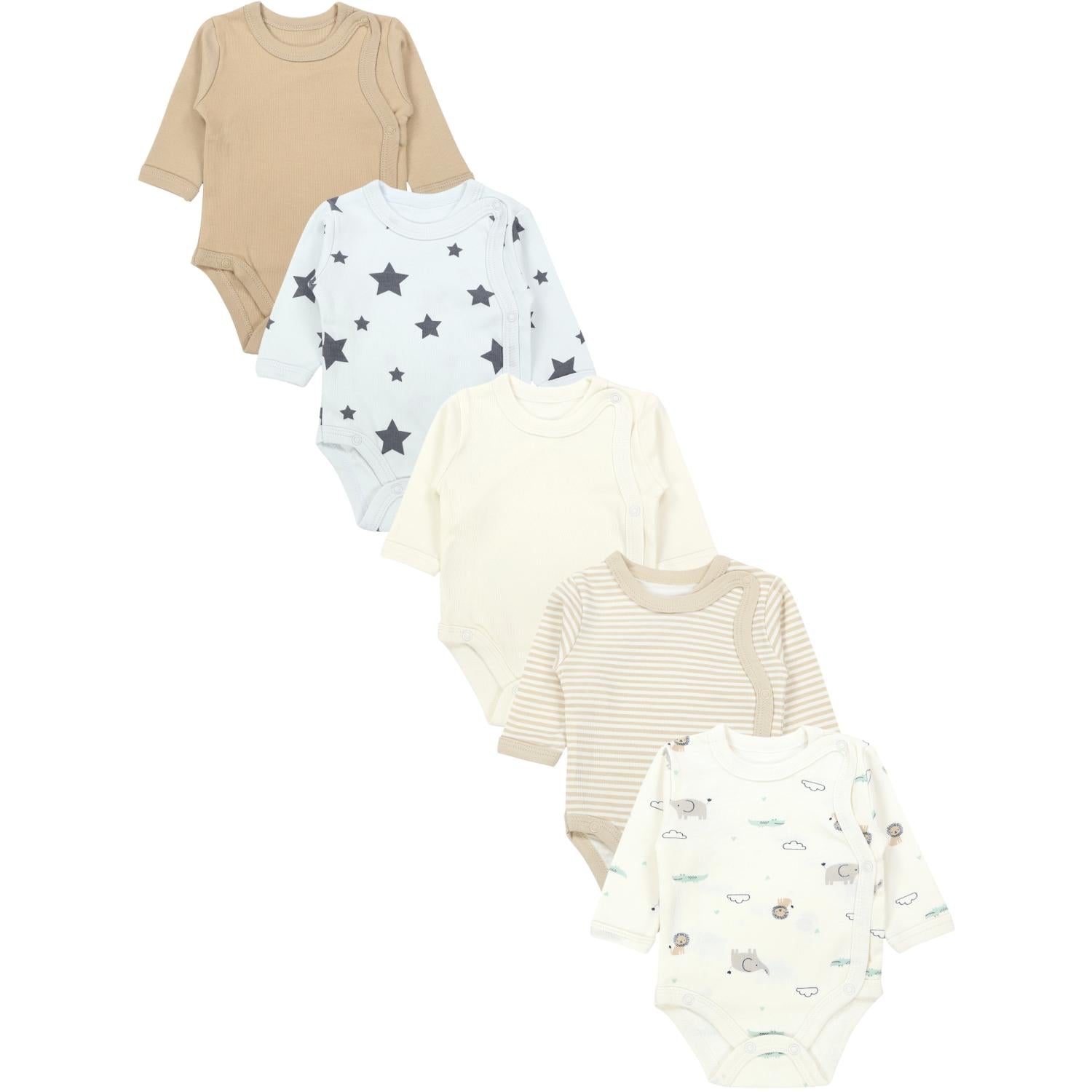 Langarm Wickelbody - 5er Set