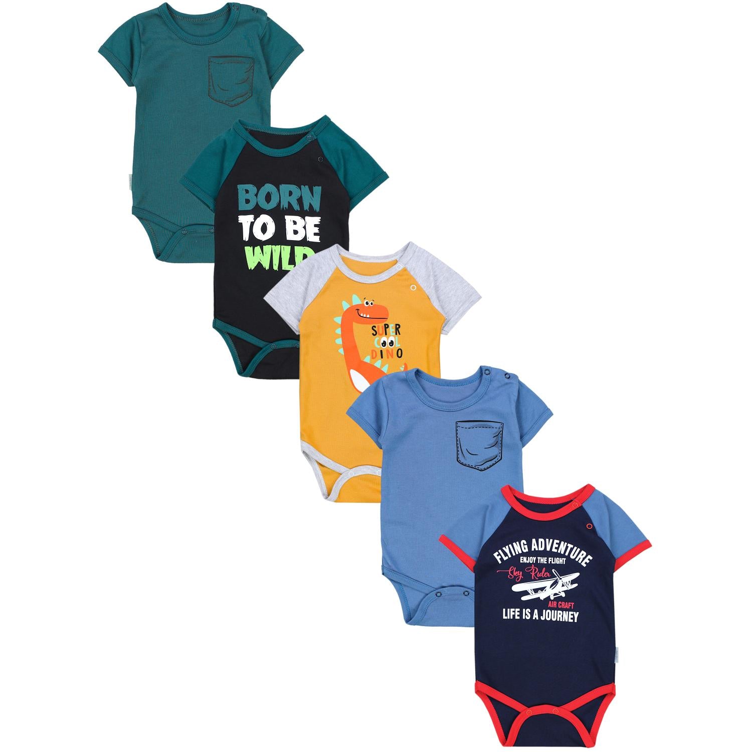 Baby Body Kurzarm Unifarben - 5er Set