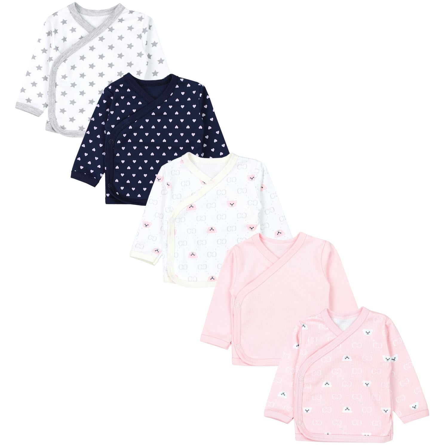 Baby Wickelshirt Langarm - 5er Set