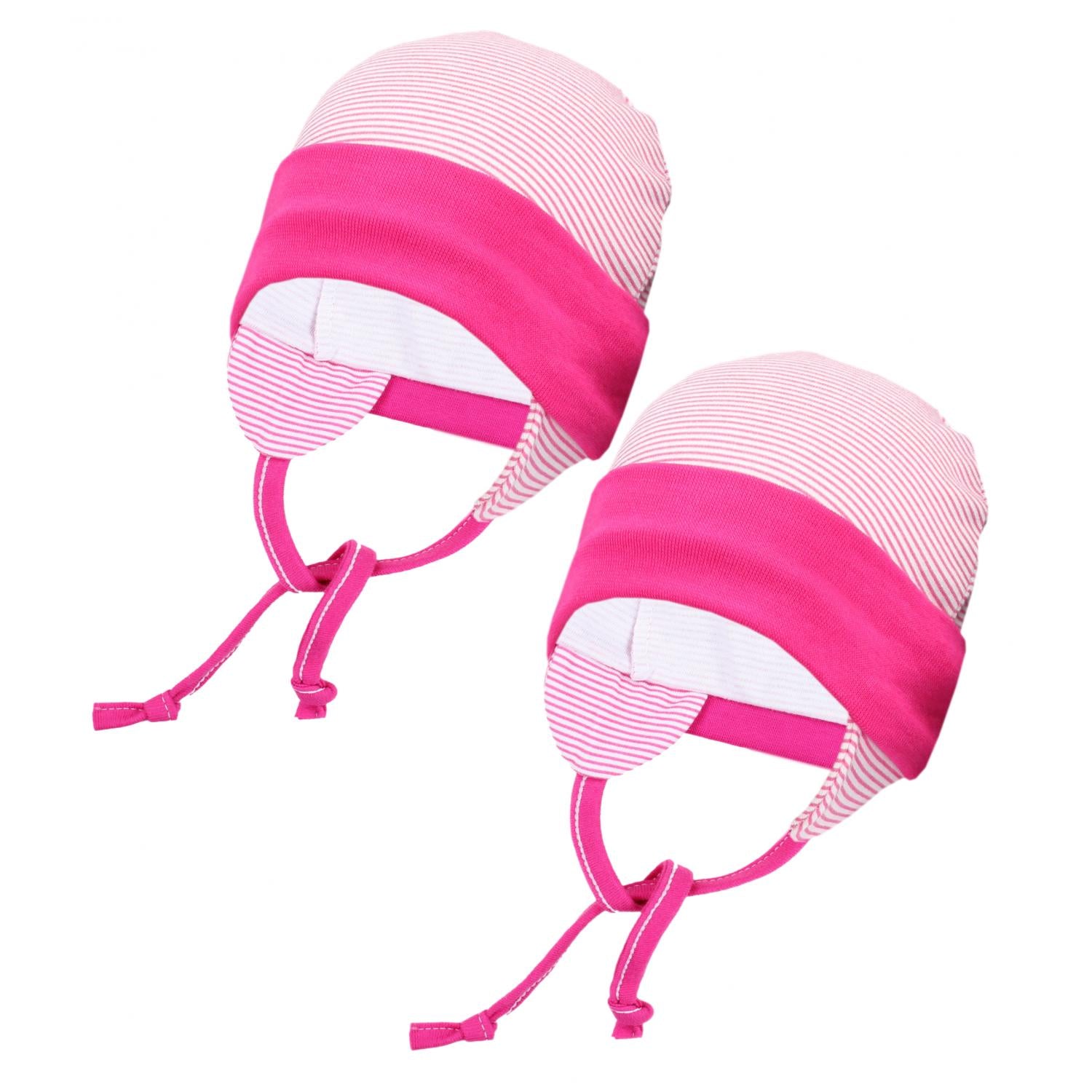 Erstlingsmütze mit Ohrenklappen - 2er Pack