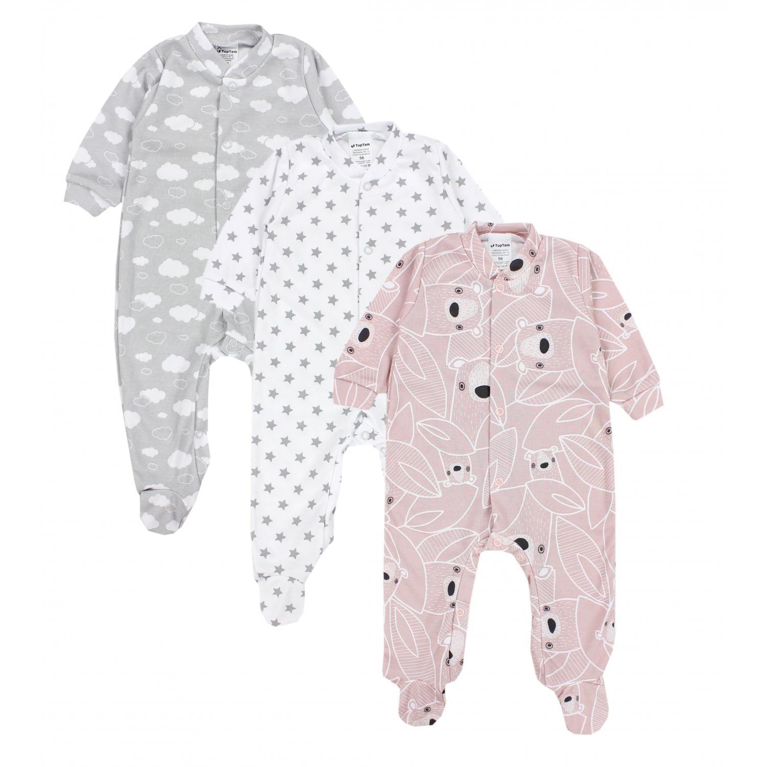Baby Schlafstrampler mit Fuß - 3er Set