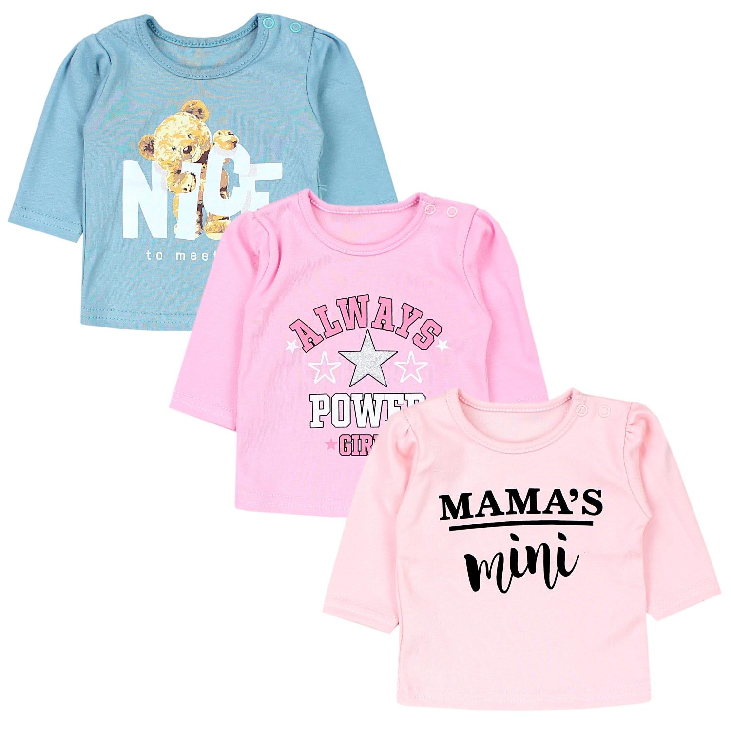 Baby Langarmshirt mit Aufdruck - 3er Set
