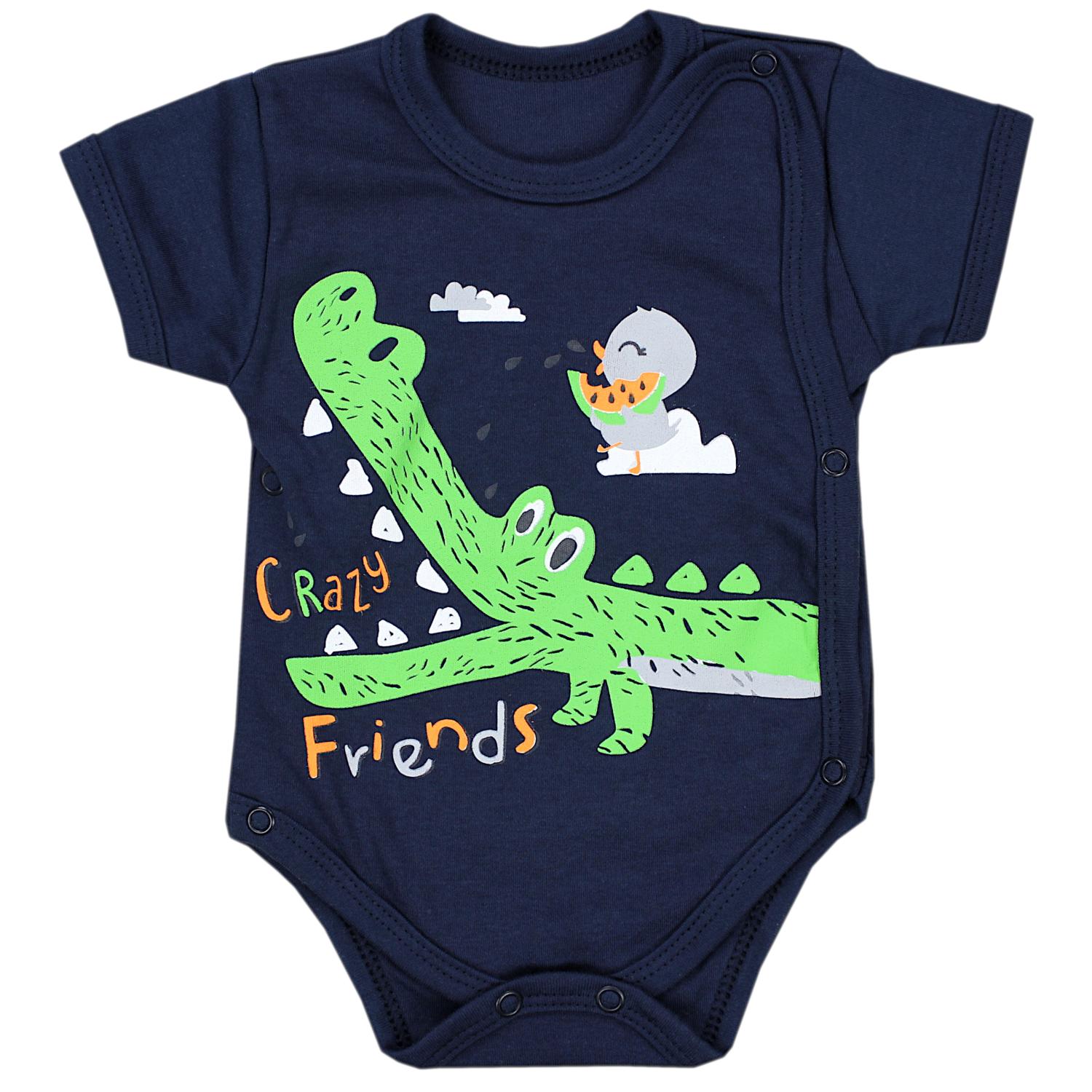 Baby Kurzarm Wickelbody mit Aufdruck - 5er Set