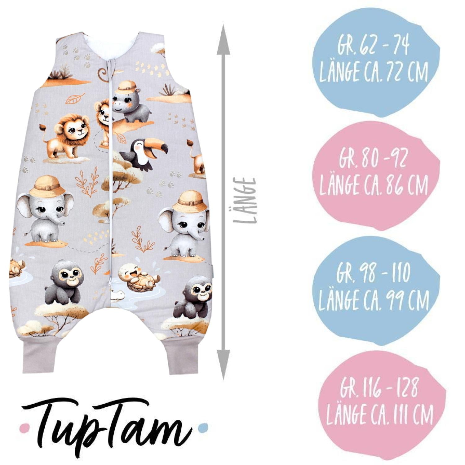 TupTam Baby Winterschlafsack mit Beinen OEKO- TEX zertifizierte Materialien 2.5 TOG Unisex