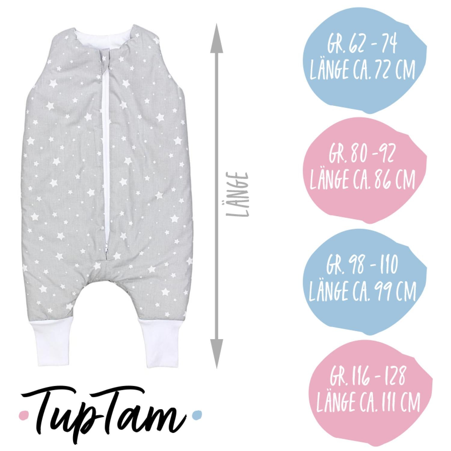 TupTam Baby Winterschlafsack mit Beinen OEKO- TEX zertifizierte Materialien 2.5 TOG Unisex