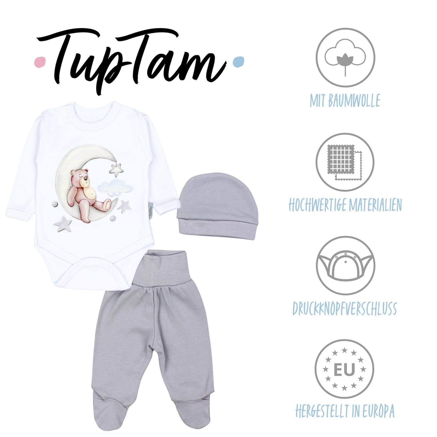 Baby Bekleidungsset mit Aufdruck (3-teilig)