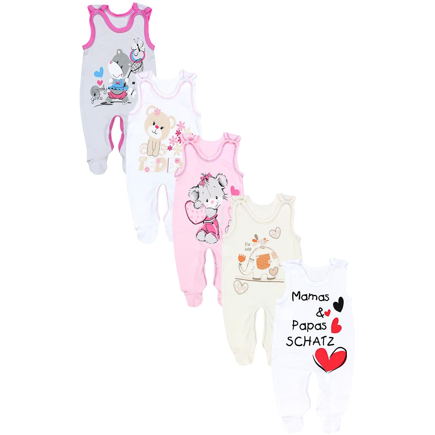 Baby Strampler mit Aufdruck - 5er Set