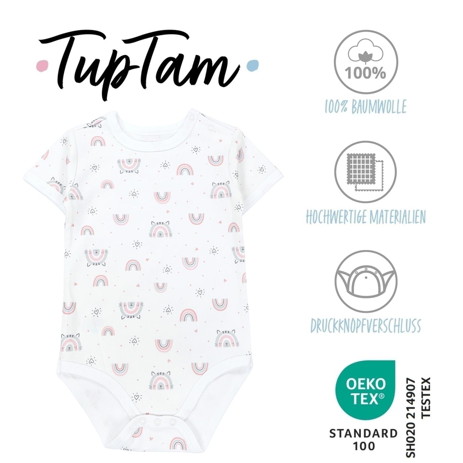 Kurzarm- Body mit Aufdruck -5er Set