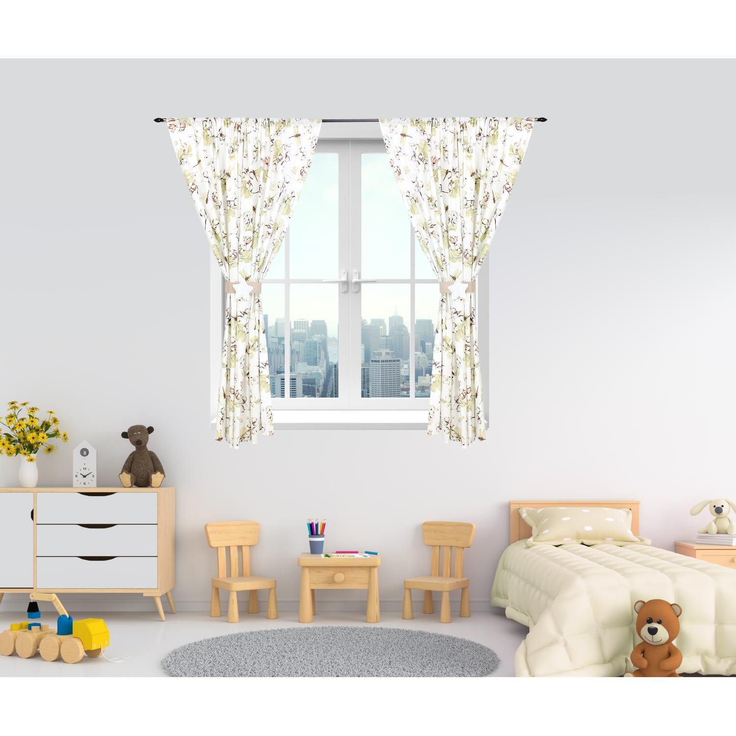 Kinderzimmer Vorhänge Set mit Zierband