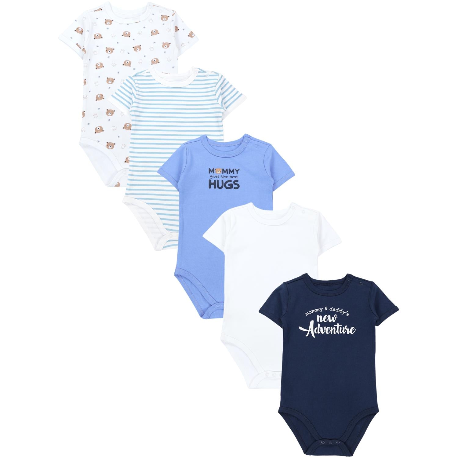 Kurzarm- Body mit Aufdruck -5er Set