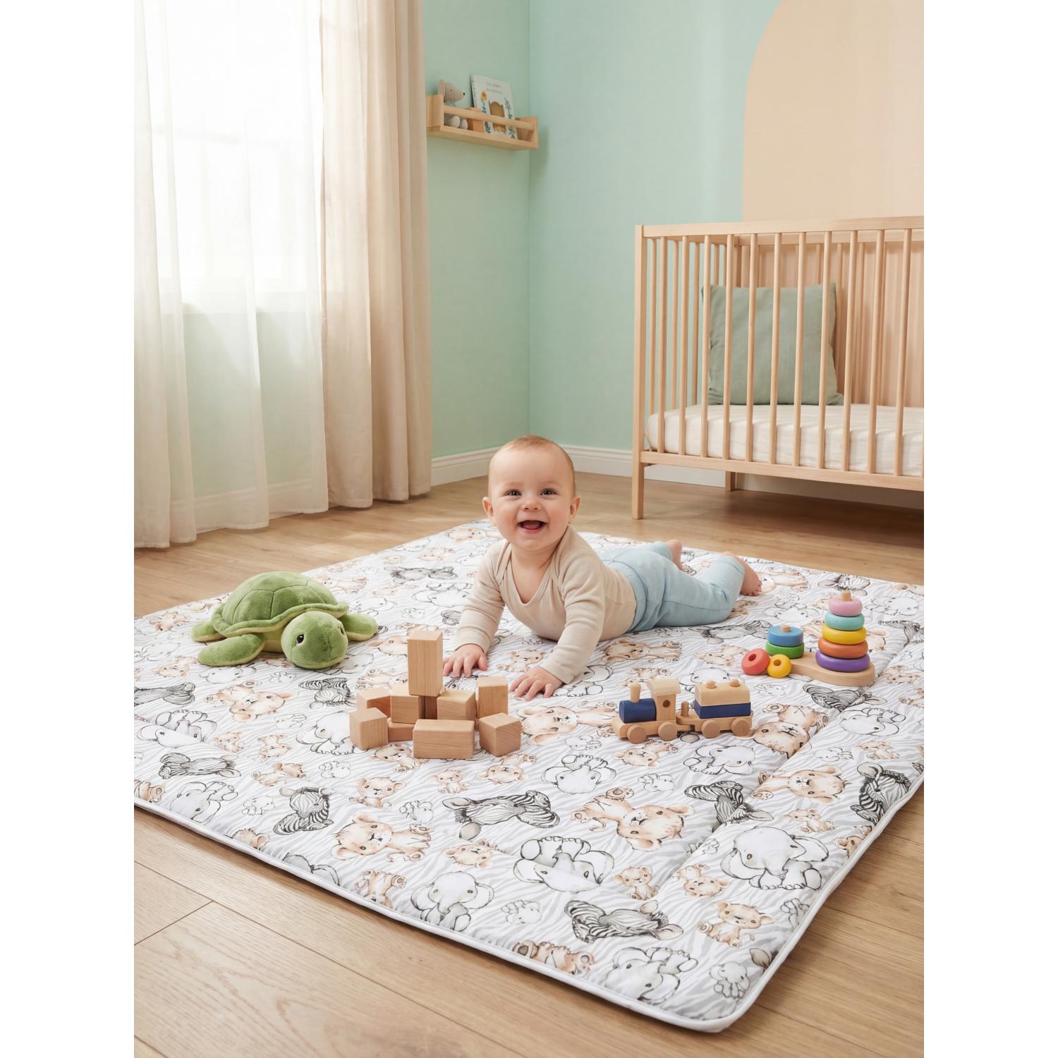 Gepolsterte XXL Krabbeldecke 120 x 120 cm