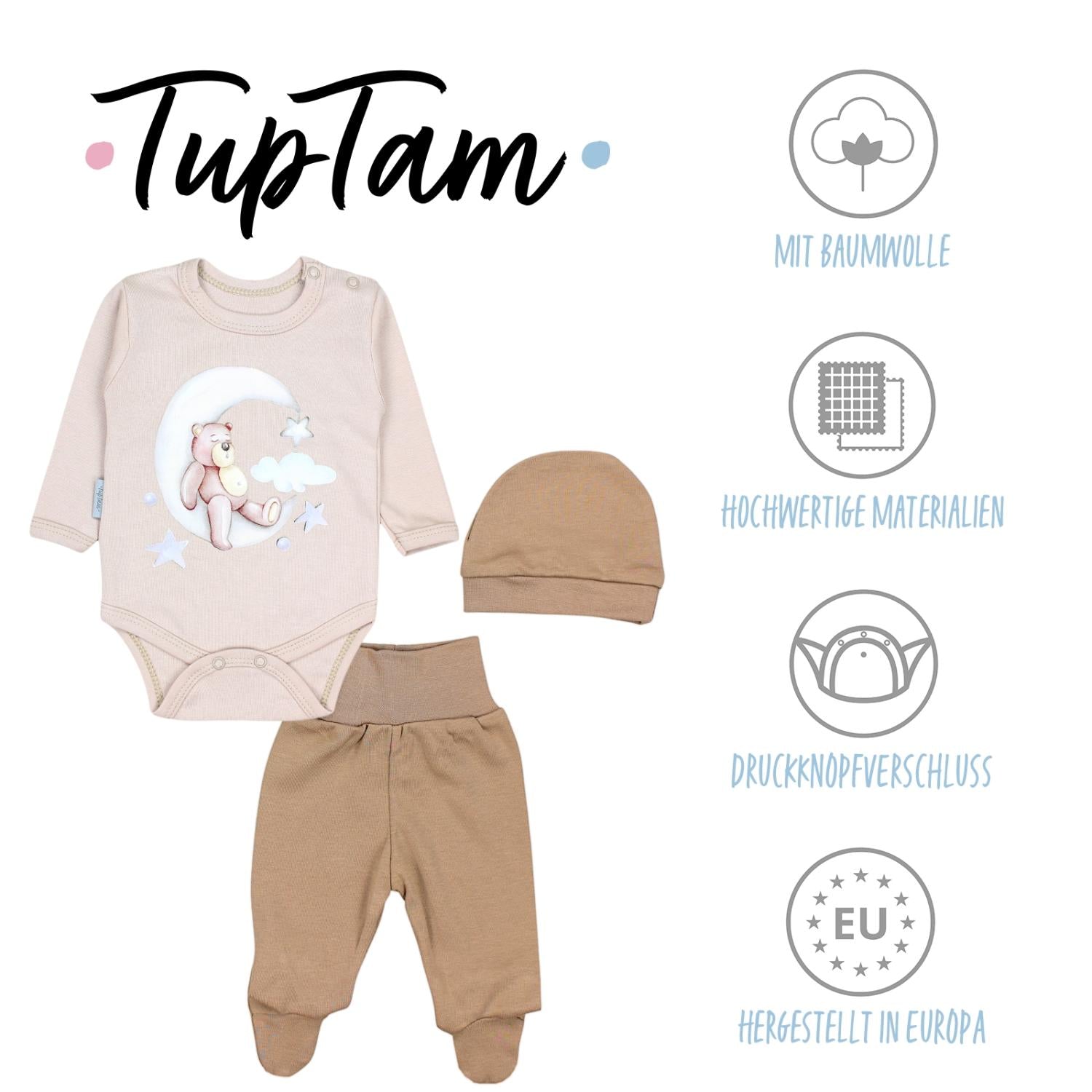 Baby Bekleidungsset mit Aufdruck (3-teilig)