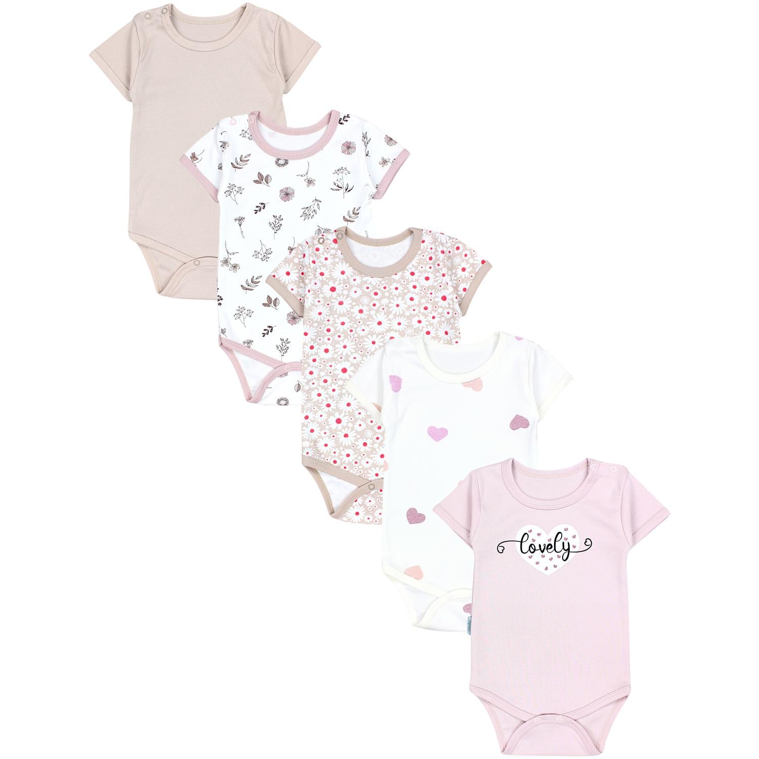 Baby Body Kurzarm in Unifarben - 5er Set