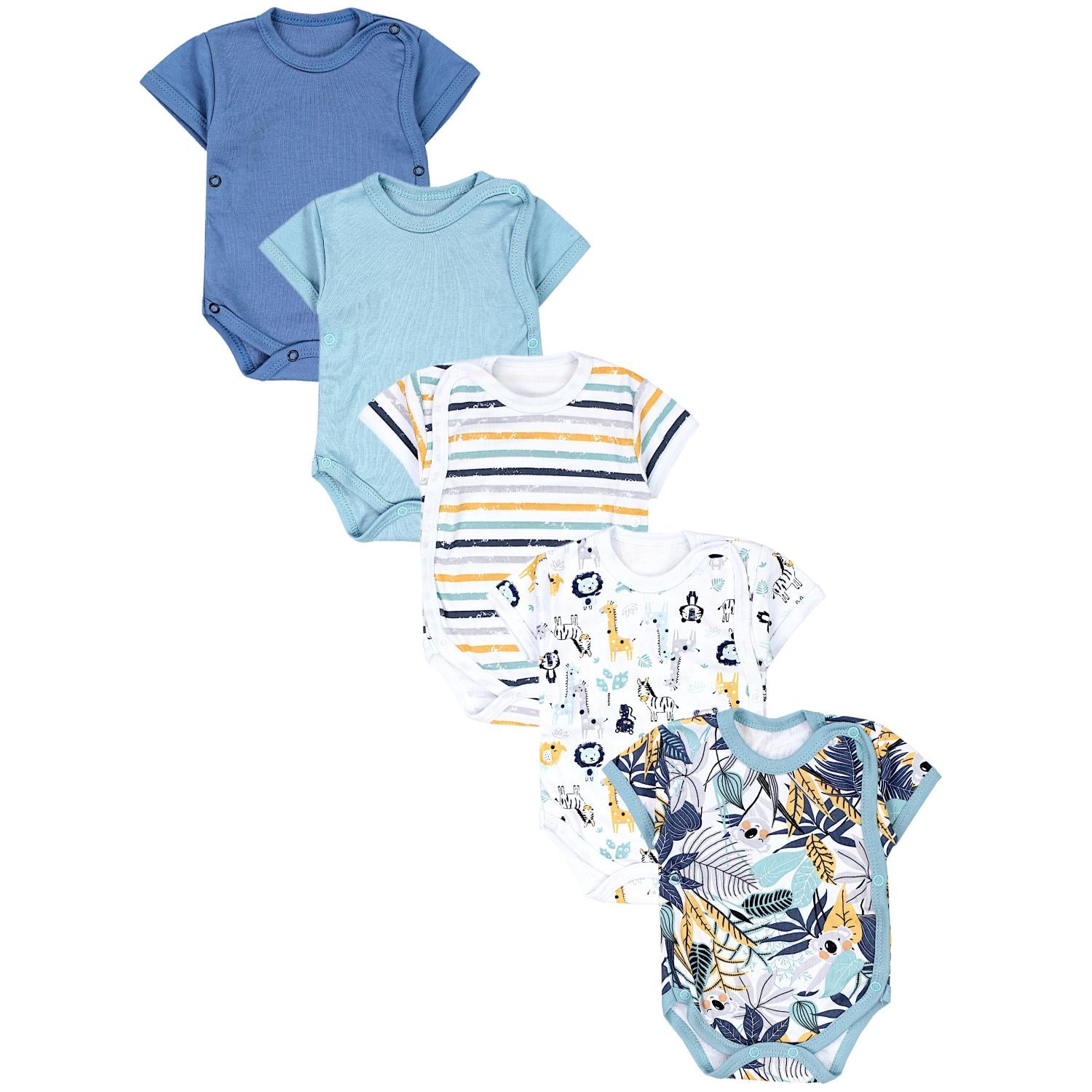 Baby Kurzarm Wickelbody mit Aufdruck - 5er Set