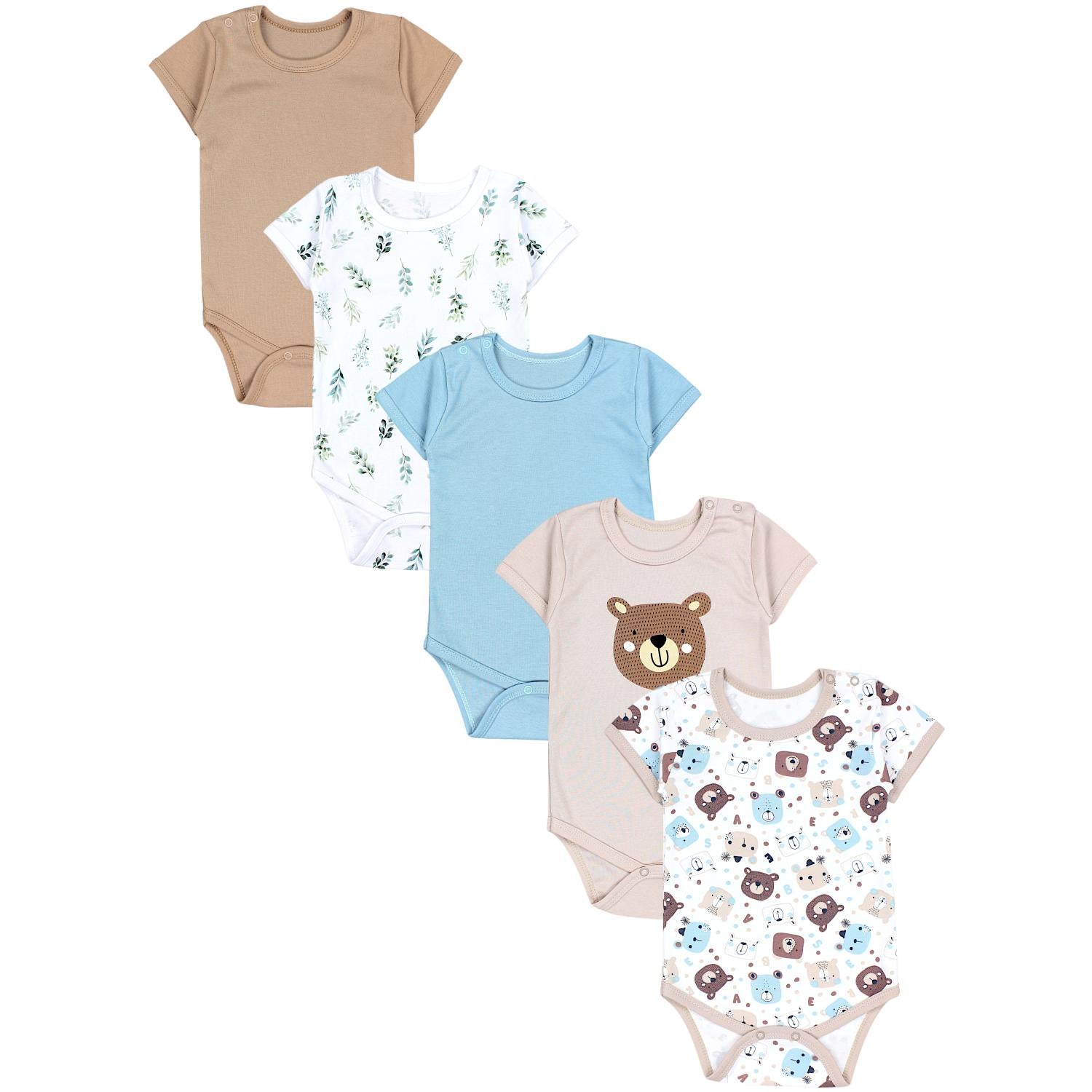 Baby Body Kurzarm Unifarben - 5er Set