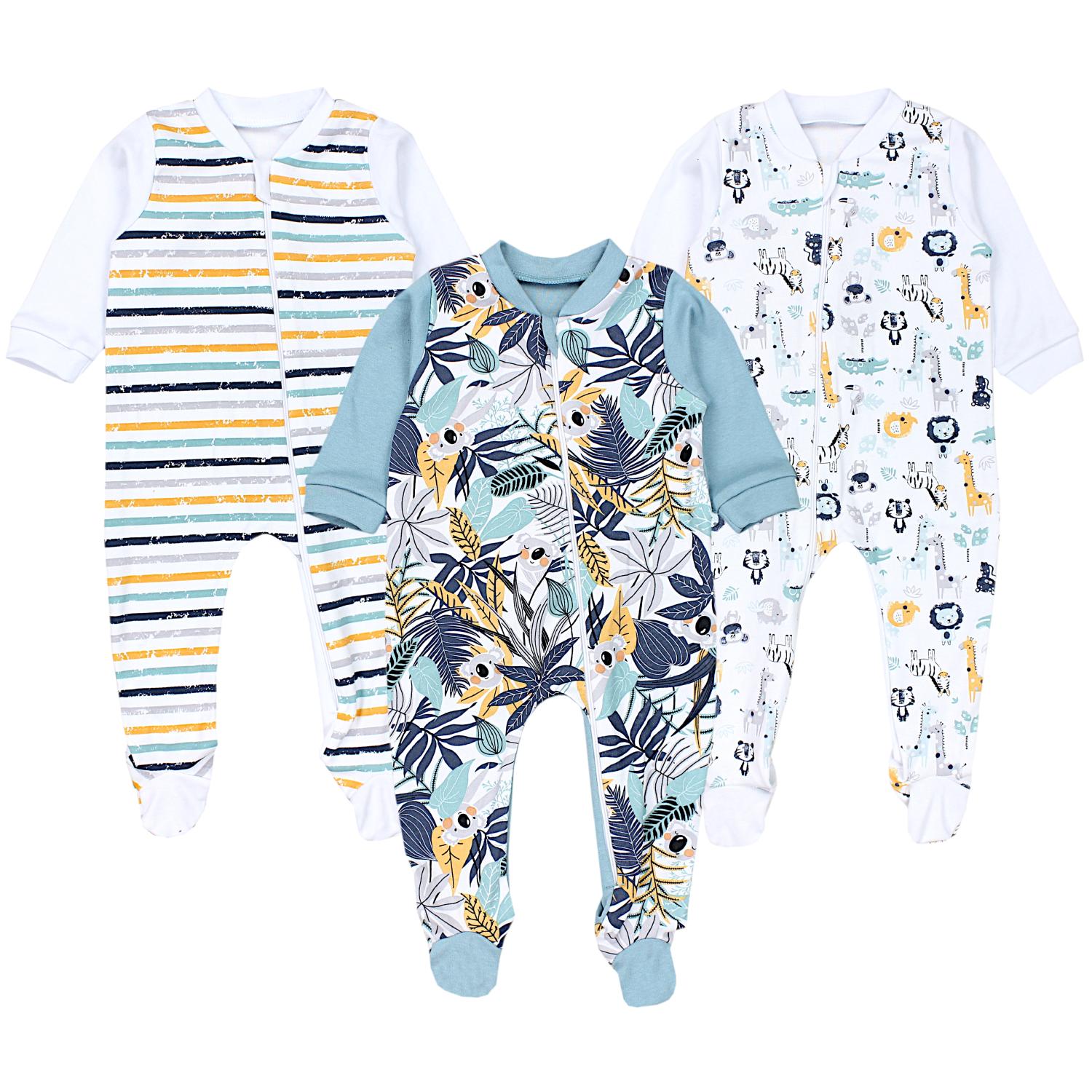 Baby Schlafstrampler Schlafanzug mit Fuß - 3er Set