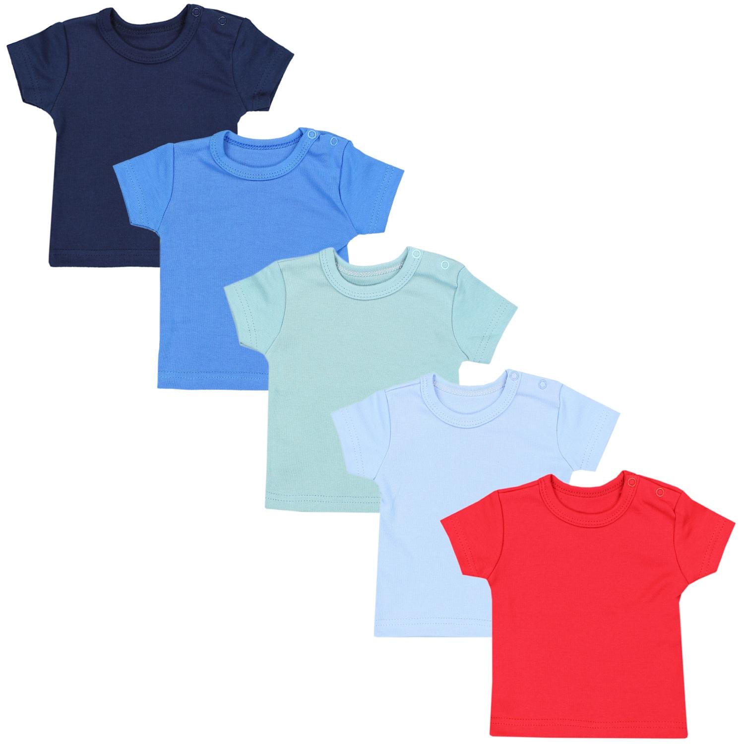 Kurzarm-Shirt mit Aufdruck - 5er Set