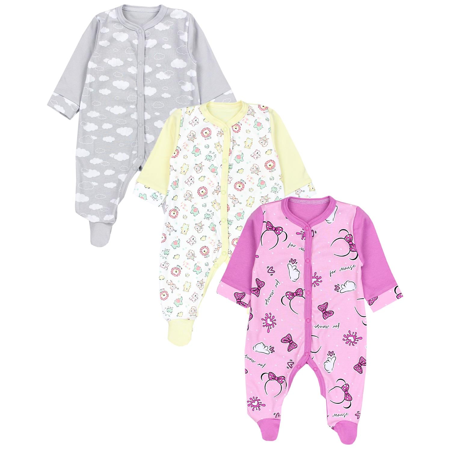 Baby Schlafstrampler mit Fuß - 3er Set