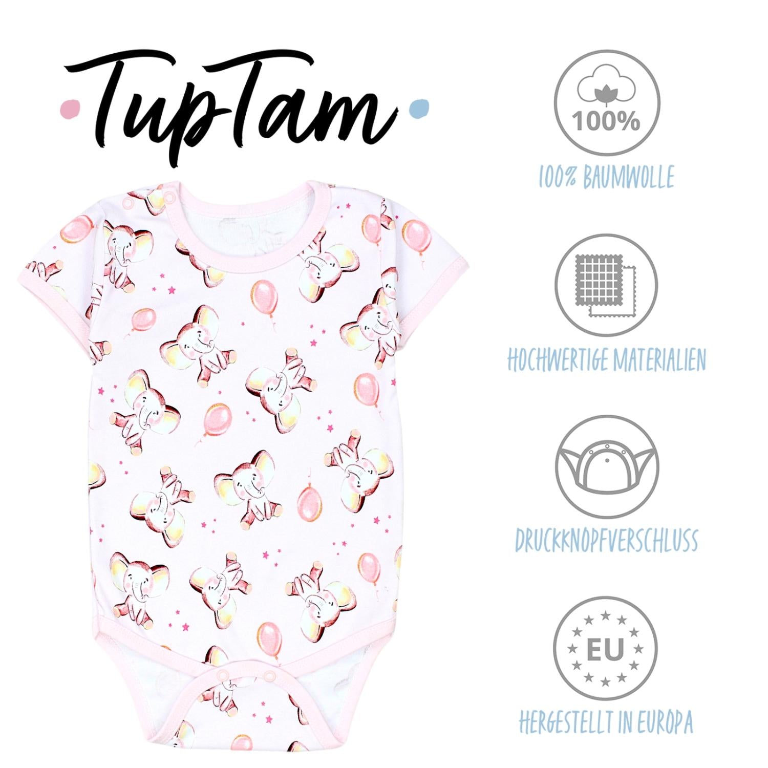 Baby Body Kurzarm in Unifarben - 5er Set