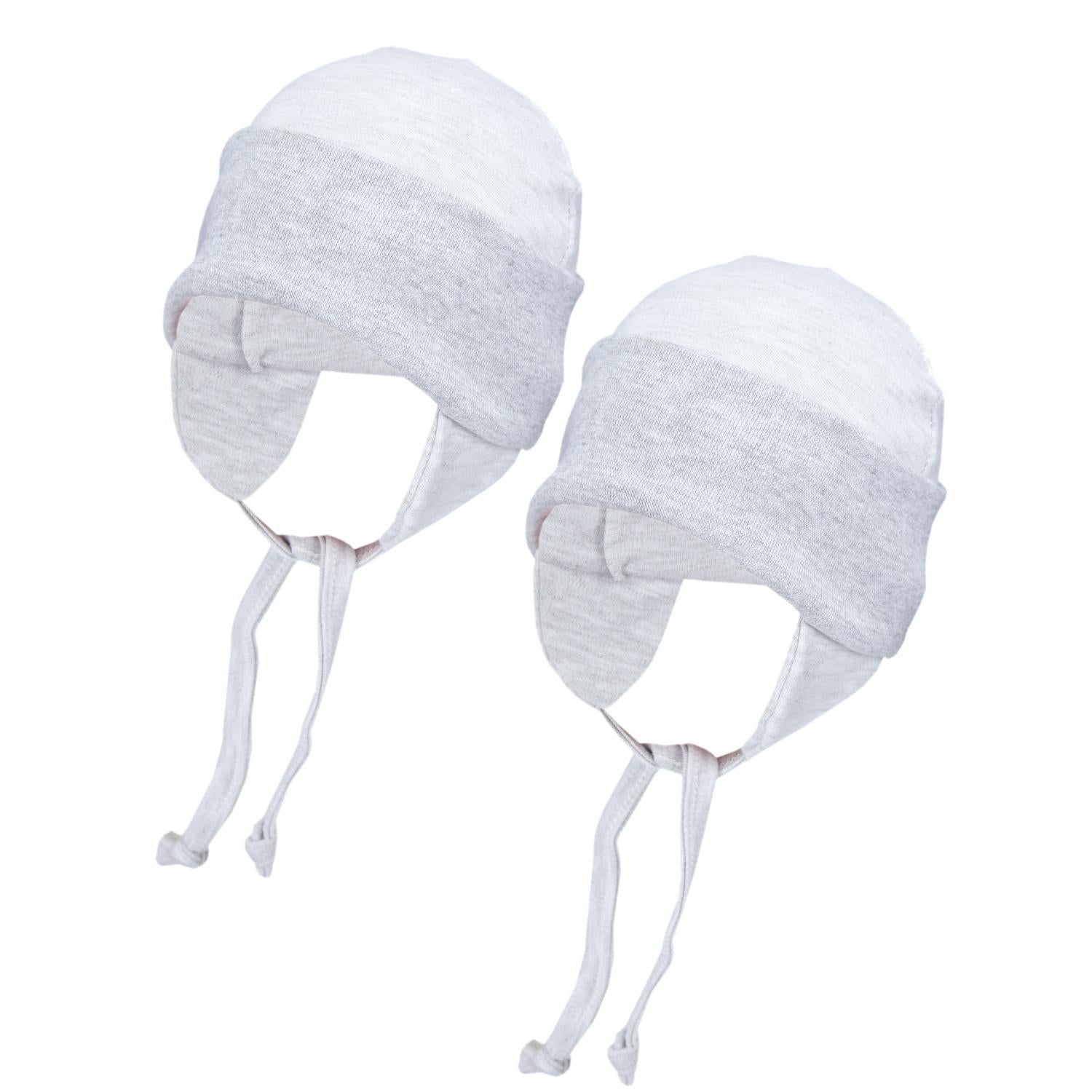 Erstlingsmütze mit Ohrenklappen - 2er Pack