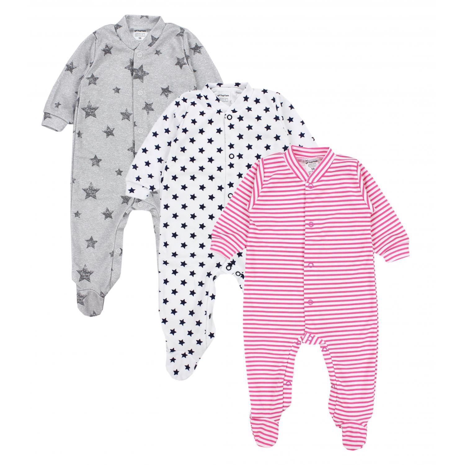 Baby Schlafstrampler mit Fuß - 3er Set