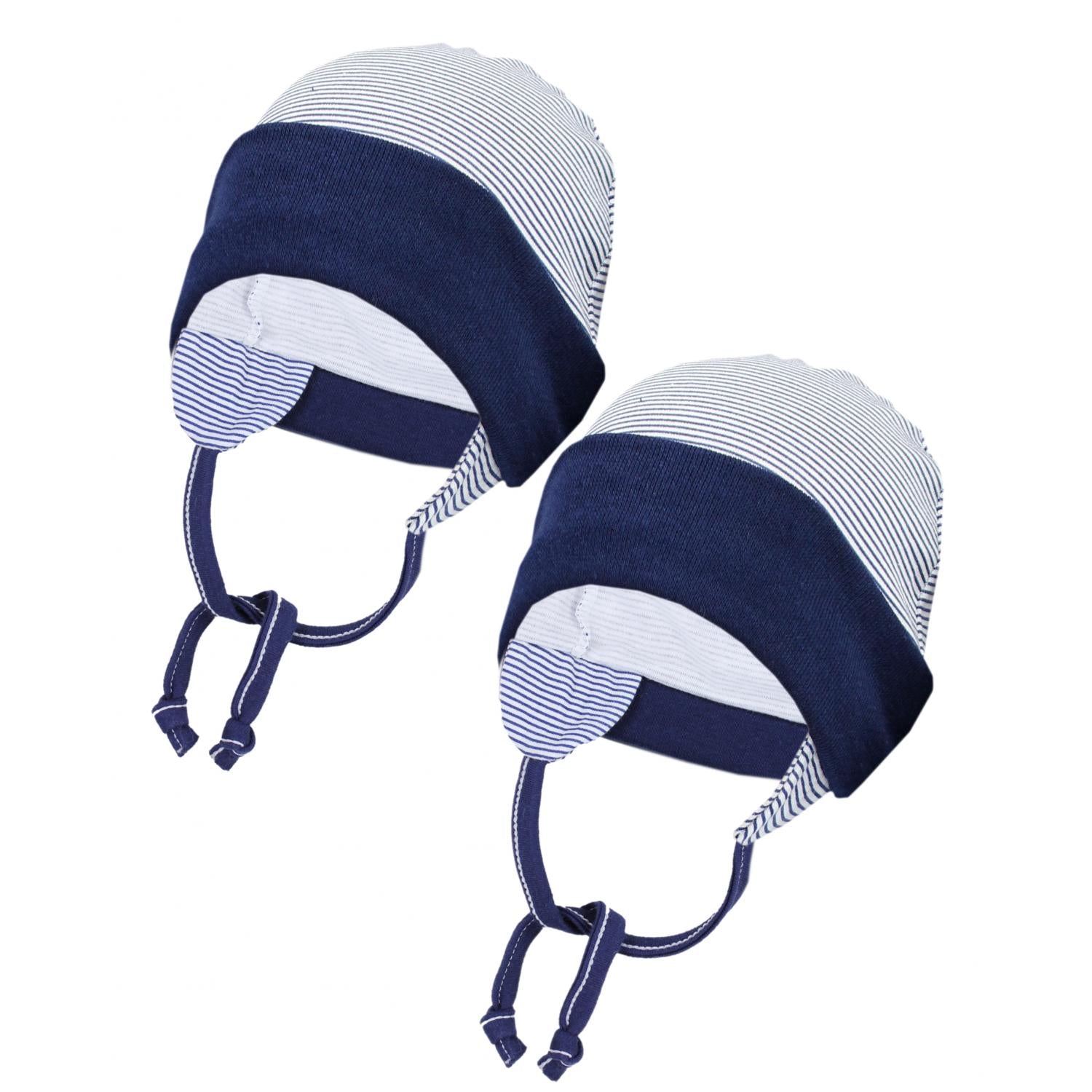 Erstlingsmütze mit Ohrenklappen - 2er Pack