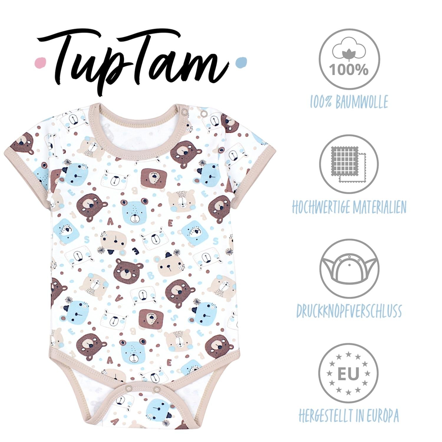 Baby Body Kurzarm Unifarben - 5er Set