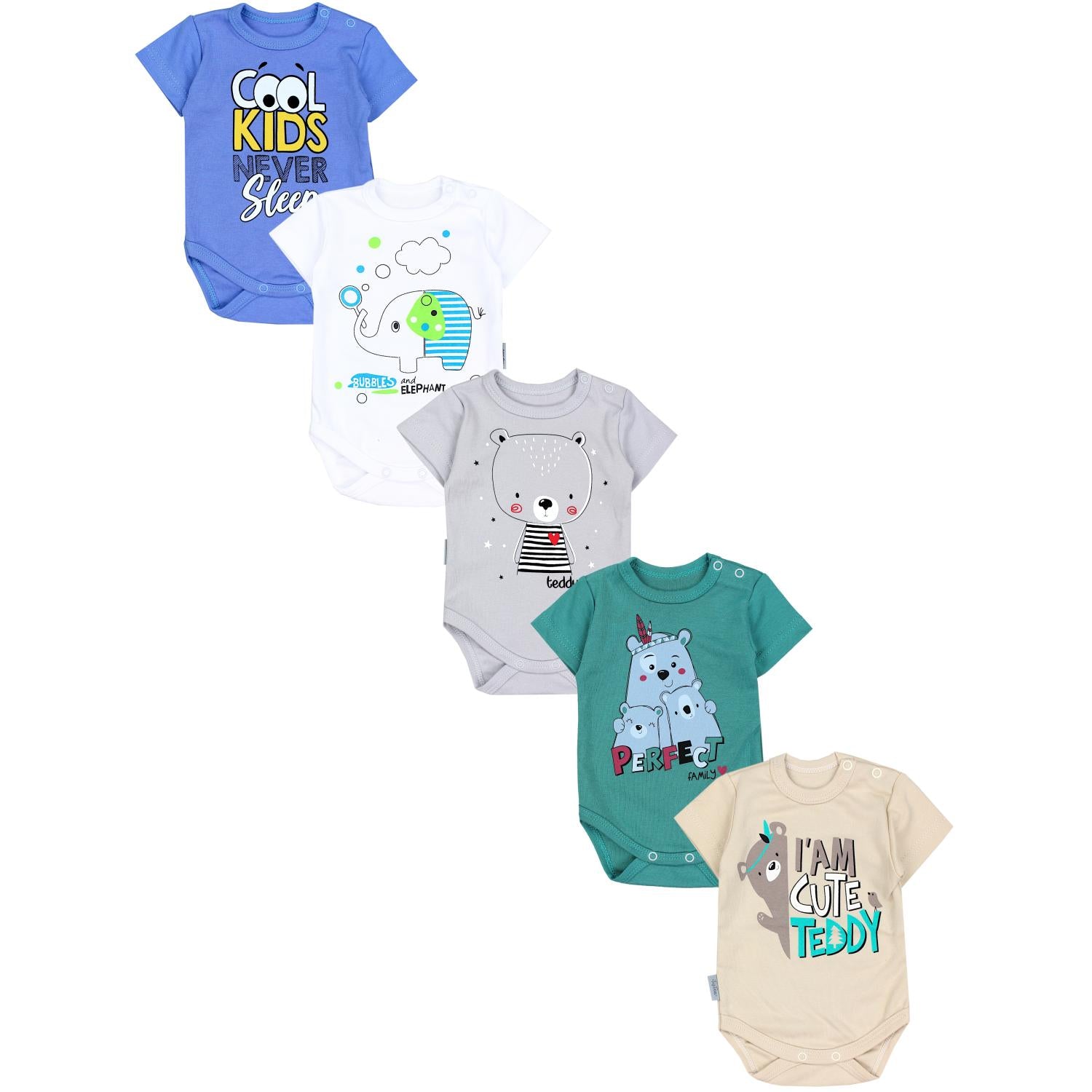 Baby Body Kurzarm mit Aufdruck -5er Set