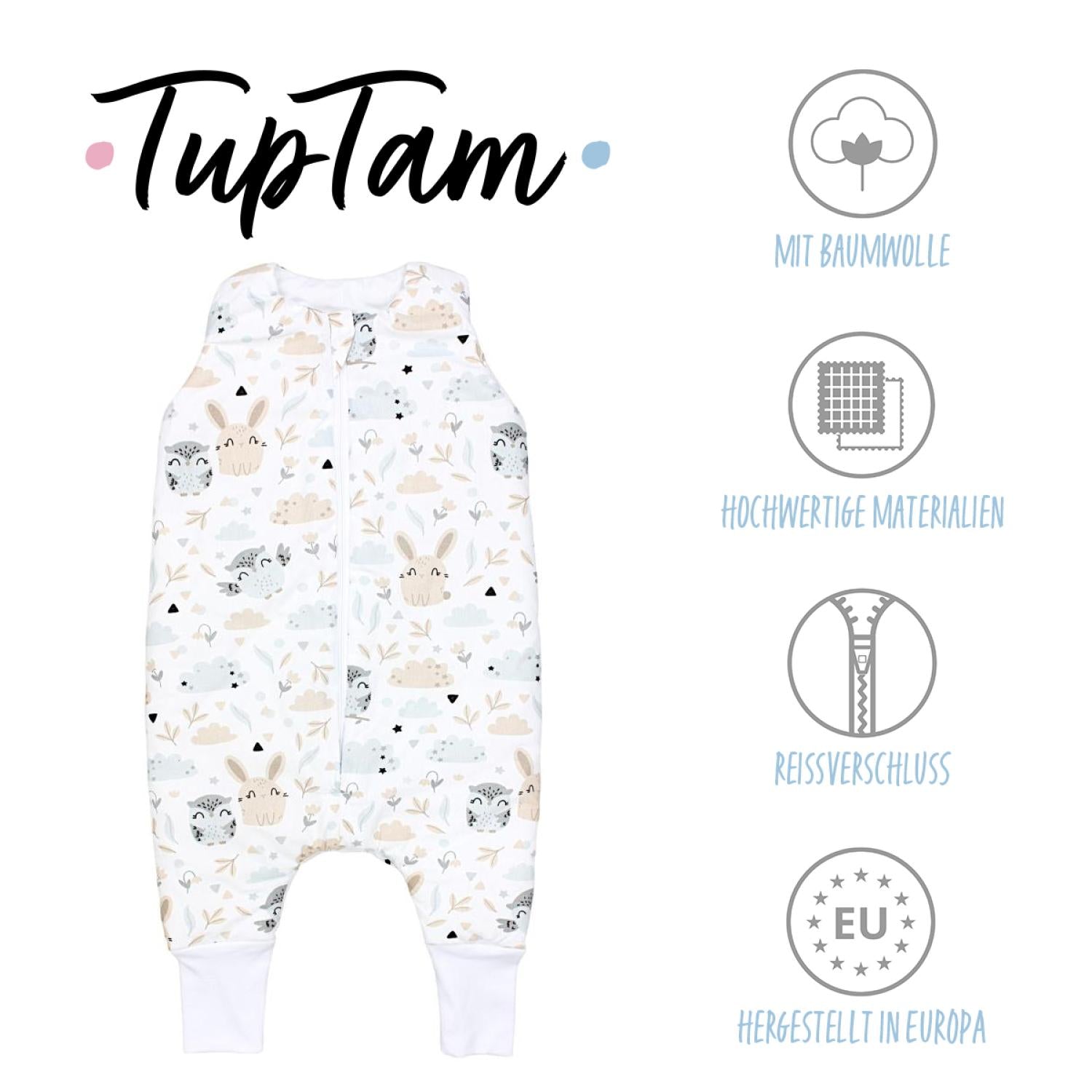 TupTam Baby Winterschlafsack mit Beinen OEKO- TEX zertifizierte Materialien 2.5 TOG Unisex