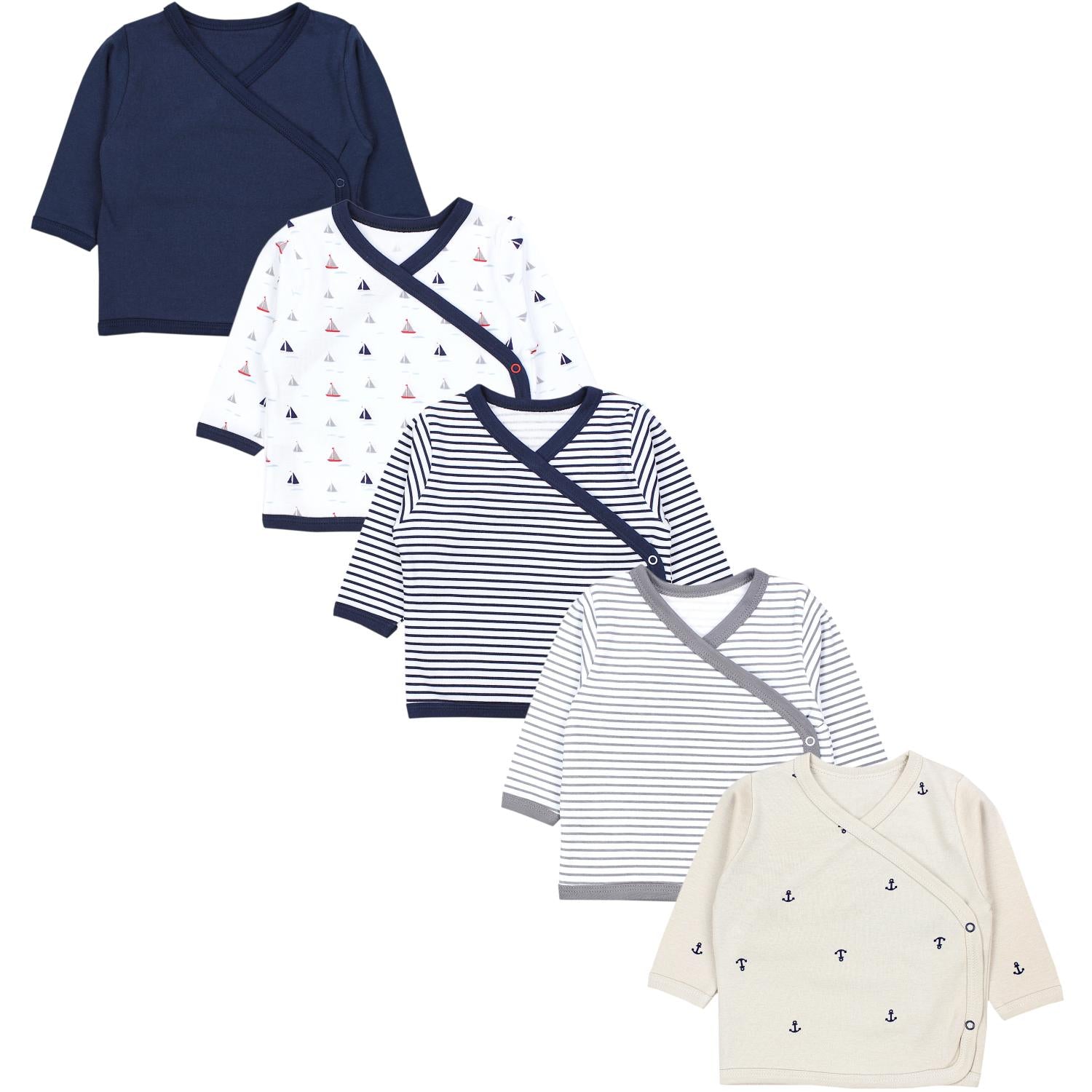 Baby Wickelshirt Langarm - 5er Set