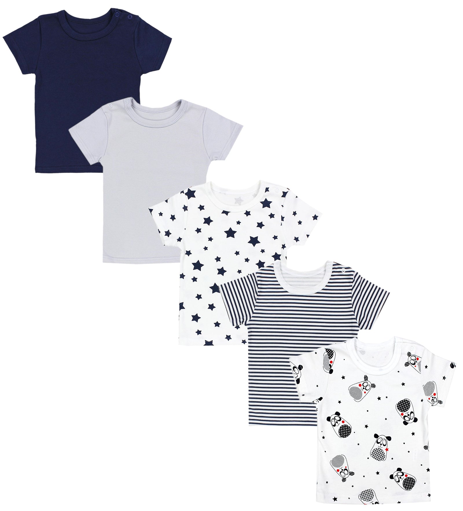 181-Kurzarm-Shirt mit Aufdruck - 5er Set-Hauptbild
