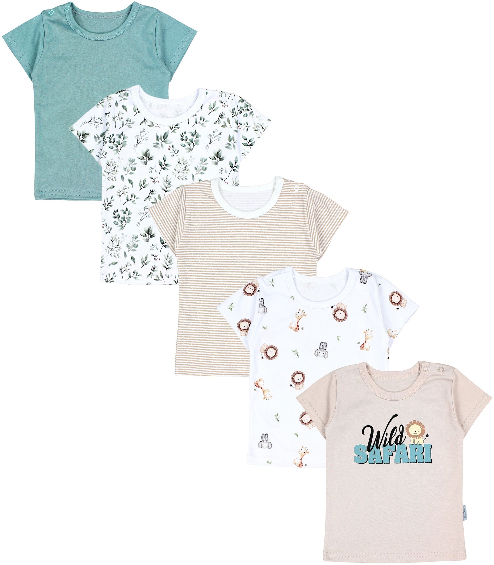 181-Kurzarm-Shirt mit Aufdruck - 5er Set-Hauptbild