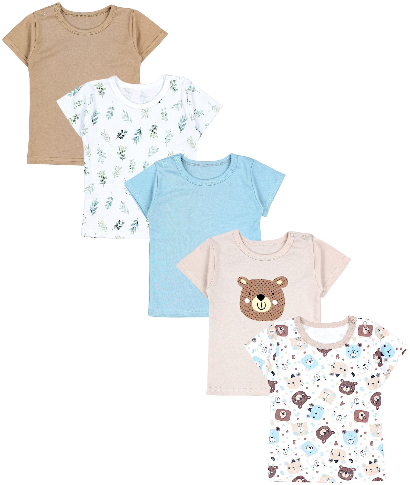 181-Kurzarm-Shirt mit Aufdruck - 5er Set-Hauptbild