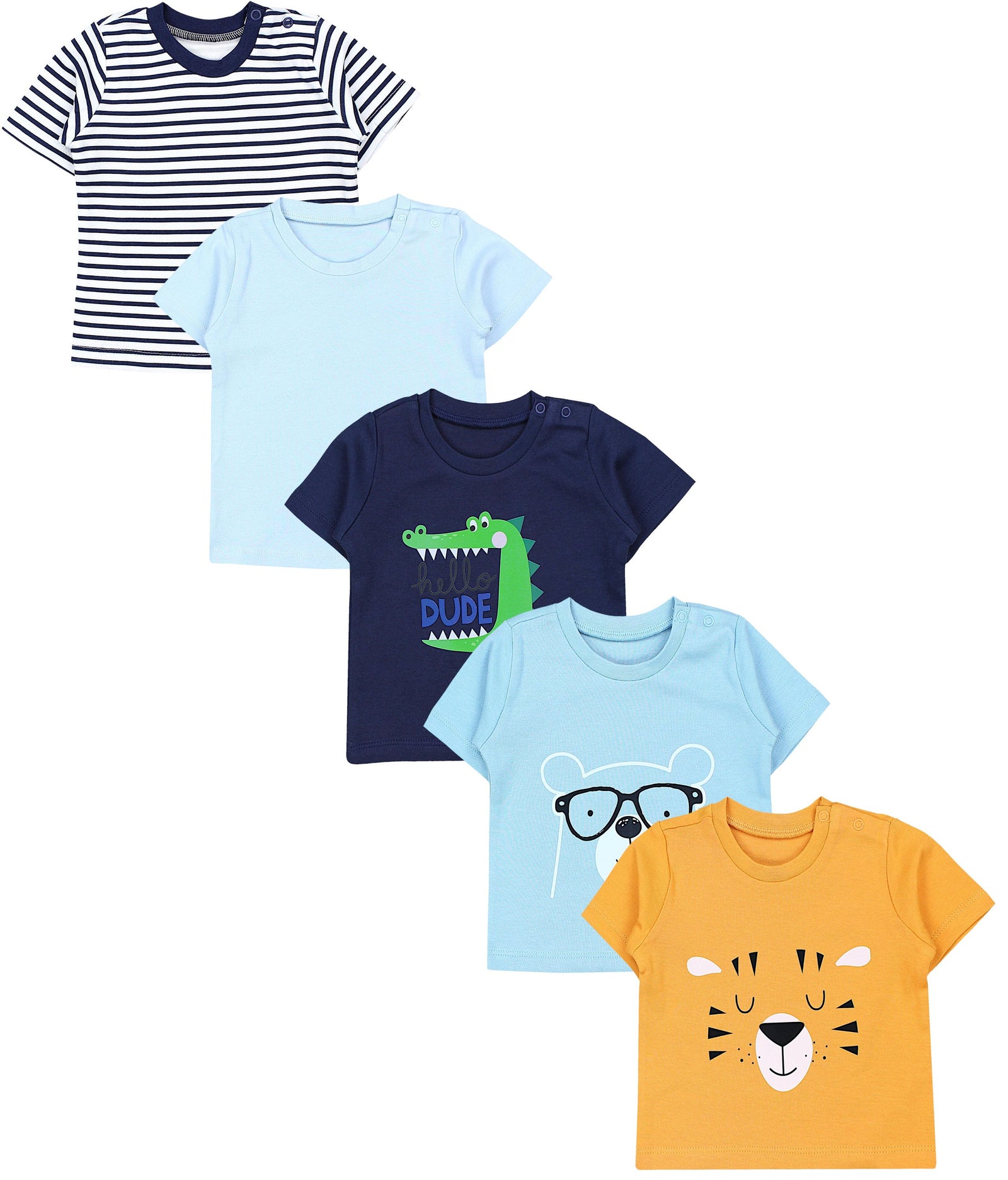181-Kurzarm-Shirt mit Aufdruck - 5er Set-Hauptbild