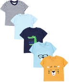 181-Kurzarm-Shirt mit Aufdruck - 5er Set-Hauptbild